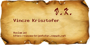 Vincze Krisztofer névjegykártya